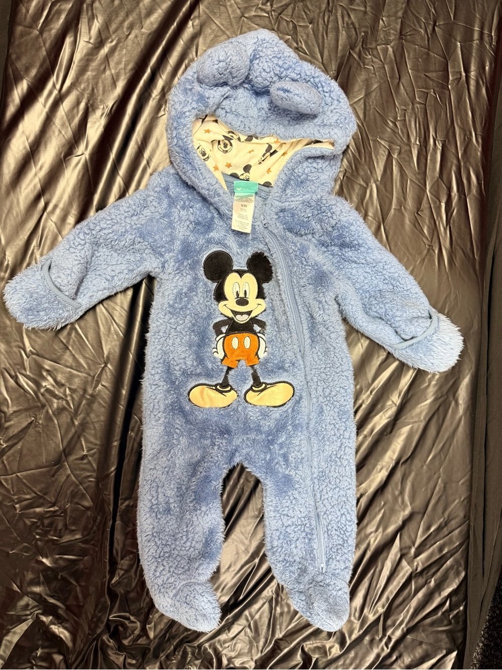 Disney Light Blue Mickey Mouse Sherpa Hooded Footie